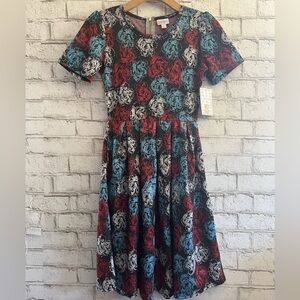 NEW!!! Americana Roses LulaRoe Amelia Dress Size XS Patriotic